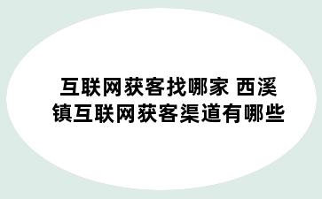 互联网获客找哪家 西溪镇互联网获客渠道有哪些